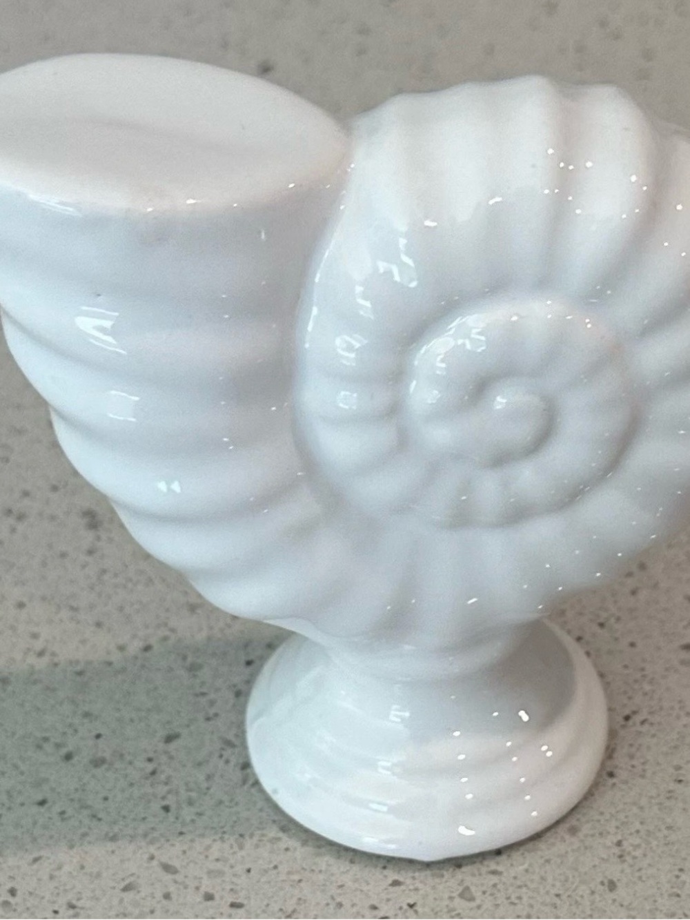 White Ceramic Nautilus Shell Figurine